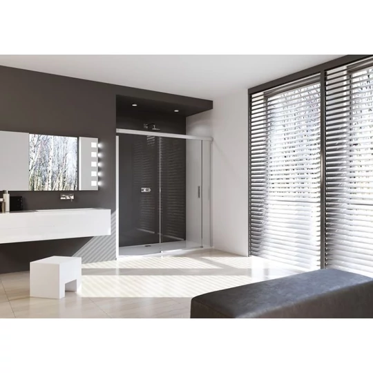 Hüppe Design pure tolóajtó 90x90cm mattezüst világos üveg