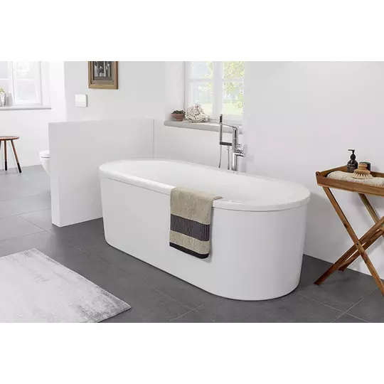 Villeroy &amp; Boch Loop &amp; Friend szabadon álló akril fürdőkád, le- és túlfolyóval, kádlábbal, 180x80cm