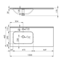 Kép 2/2 - Elita Skappa aszimmetrikus mosdó, Lund alsószekrényhez, 100,8x46cm, 145935 műszaki rajza