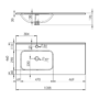 Kép 2/2 - Elita Skappa aszimmetrikus mosdó, Lund alsószekrényhez, 100,8x46cm, 145935 műszaki rajza
