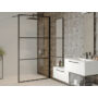 Kép 1/2 - Riho Grid GB400 zuhanyfal, matt fekete kerettel, biztonsági üveggel, 100x100cm, GB4100000