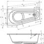 Kép 4/4 - Riho Delta aszimmetrikus akril fürdőkád,  láb, le-és túlfolyó nélkül, jobbos, 160x80cm, B069001005