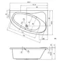 Kép 2/3 - Riho Lyra aszimmetrikus akril fürdőkád műszaki rajza